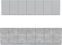 Готовая кухня Интерлиния Мила Лайт 2.8 без столешницы (серебристый/бетон)