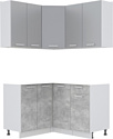 Готовая кухня Интерлиния Мила Лайт 1.2x1.4 без столешницы (серебристый/бетон)