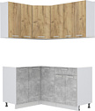 Готовая кухня Интерлиния Мила Лайт 1.2x1.6 без столешницы (дуб золотой/бетон)