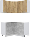 Готовая кухня Интерлиния Мила Лайт 1.2x1.4 без столешницы (дуб золотой/бетон)