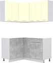Готовая кухня Интерлиния Мила Лайт 1.2x1.5 без столешницы (ваниль/бетон)