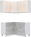 Готовая кухня Интерлиния Мила Лайт 1.2x1.5 без столешницы (вудлайн кремовый/бетон)