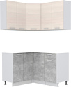 Готовая кухня Интерлиния Мила Лайт 1.2x1.4 без столешницы (вудлайн кремовый/бетон)