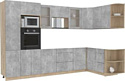 Готовая кухня Интерлиния Мила 1.68x3.2 правая без столешницы (бетон/бетон)