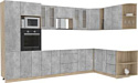 Готовая кухня Интерлиния Мила 1.88x3.4 правая без столешницы (бетон/бетон)