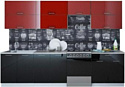 Кухня Интерлиния Мила Gloss 60-30 (бордовый/черный)