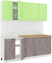 Готовая кухня Кортекс-мебель Корнелия Лира-лайт 2.0м (зеленый/оникс/дуб бунратти)