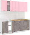 Готовая кухня Кортекс-мебель Корнелия Лира-лайт 2.1м (розовый/оникс/дуб бунратти)