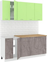 Готовая кухня Кортекс-мебель Корнелия Лира-лайт 1.8м (зеленый/оникс/дуб бунратти)