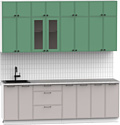 Готовая кухня Интермебель Лион-8 В-1 2.4м (мята софт/луна софт/этна)