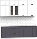 Готовая кухня Интермебель Лион-8 2.4м без столешницы (белый софт/графит софт)