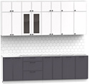 Готовая кухня Интермебель Лион-9 2.6м без столешницы (белый софт/графит софт)