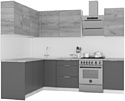 Готовая кухня Интермебель Микс Топ-26 2.1x1.52м левая (дуб каньон-вудлайн кремовый-венато)