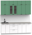 Готовая кухня Интермебель Лион-7 В-1 2.2м (мята софт/белый софт/мрамор лацио белый)