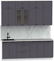 Готовая кухня Интермебель Лион-7 В-1 2.2м (графит софт/мрамор лацио белый)