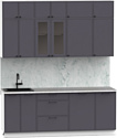 Готовая кухня Интермебель Лион-6 В-1 2.1м (графит софт/мрамор лацио белый)