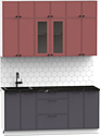 Готовая кухня Интермебель Лион-4 В-1 1.8м (красная глазурь софт/графит софт/тунис)