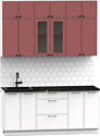 Готовая кухня Интермебель Лион-4 В-1 1.8м (красная глазурь софт/белый софт/тунис)