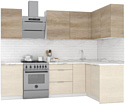Готовая кухня Интермебель Микс Топ-25 2x1.52м правая (дуб каньон-вудлайн кремовый-венато)