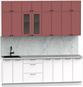 Готовая кухня Интермебель Лион-8 В-1 2.4м (красная глазурь софт/белый софт/лунный камень)