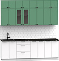 Готовая кухня Интермебель Лион-8 В-1 2.4м (мята софт/белый софт/сесамо)