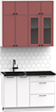 Готовая кухня Интермебель Лион-1 В-1 1.2м (красная глазурь софт/белый софт/сесамо)