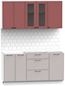 Готовая кухня Интермебель Лион-12 1.6м без столешницы (красная глазурь софт/луна софт)