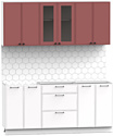 Готовая кухня Интермебель Лион-14 1.8м без столешницы (красная глазурь софт/белый софт)