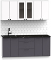 Готовая кухня Интермебель Лион-14 В-1 1.8м (белый софт/графит софт/сесамо)