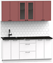 Готовая кухня Интермебель Лион-14 В-1 1.8м (красная глазурь софт/белый софт/сесамо)