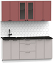 Готовая кухня Интермебель Лион-14 В-1 1.8м (красная глазурь софт/луна софт/сесамо)