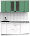 Готовая кухня Интермебель Лион-14 В-1 1.8м (мята софт/белый софт/мрамор лацио белый)