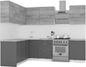 Готовая кухня Интермебель Микс Топ-29 2.1x1.72м левый (дуб каньон-вудлайн кремовый-венато)