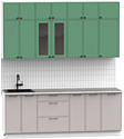 Готовая кухня Интермебель Лион-7 В-1 2.2м (мята софт/луна софт/мрамор лацио белый)