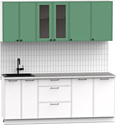 Готовая кухня Интермебель Лион-15 В-1 2м (мята софт/белый софт/мрамор лацио белый)