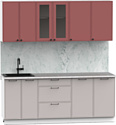 Готовая кухня Интермебель Лион-15 В-1 2м (красная глазурь софт/луна софт/этна)