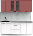 Готовая кухня Интермебель Лион-15 В-1 2м (красная глазурь софт/белый софт/лунный камень)