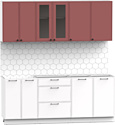 Готовая кухня Интермебель Лион-15 2м без столешницы (красная глазурь софт/белый софт)