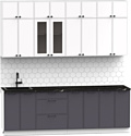 Готовая кухня Интермебель Лион-8 В-1 2.4м (белый софт/графит софт/сесамо)