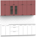 Готовая кухня Интермебель Лион-8 2.4м без столешницы (красная глазурь софт/белый софт)