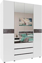Шкаф распашной Doma Лотос 4х-дверный ЛДСП/зеркало 1600 (белый/бетон серый)