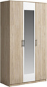 Шкаф распашной Genesis Мебель Светлана 3 двери с зеркалом (дуб сонома/белый)