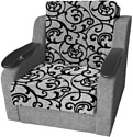 Кресло-кровать Асмана Виктория с декором (рогожка завиток черный/рогожка серая)