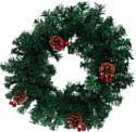 Рождественский венок Серпантин с шишками и ягодами 40 см (зеленый/красный) 200-181