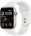 Apple Watch SE 2 44 мм алюминиевый корпус, серебристый/белый, спортивные силиконовые ремешки S/M + M/L