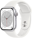 Apple Watch Series 8 41 мм алюминиевый корпус, серебристый/белый, спортивные силиконовые ремешки S/M + M/L