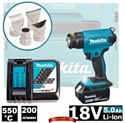 Аккумуляторная термовоздуходувка Makita DHG180RT1J (2 акк. 18 В, 5 А/ч, кейс)