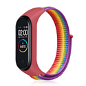 Ремешок Bingo Nylon для Xiaomi Mi Band 3/4/5/6 (радуга с красным)