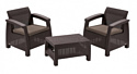 Keter Набор уличной мебели (два кресла,стол) Corfu Weekend Set, коричневый