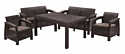 Keter Набор уличной мебели (две двухместные скамьи,стол, два кресла) CORFU II FIESTA, коричневый